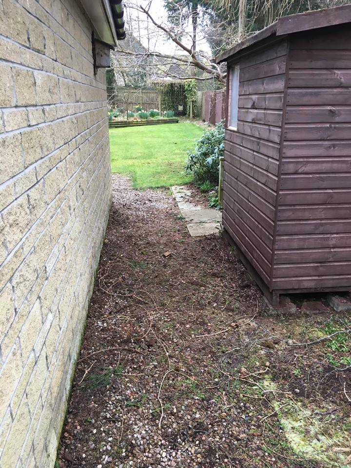 Before: New paths, walkway at house in Peebles, Scotland