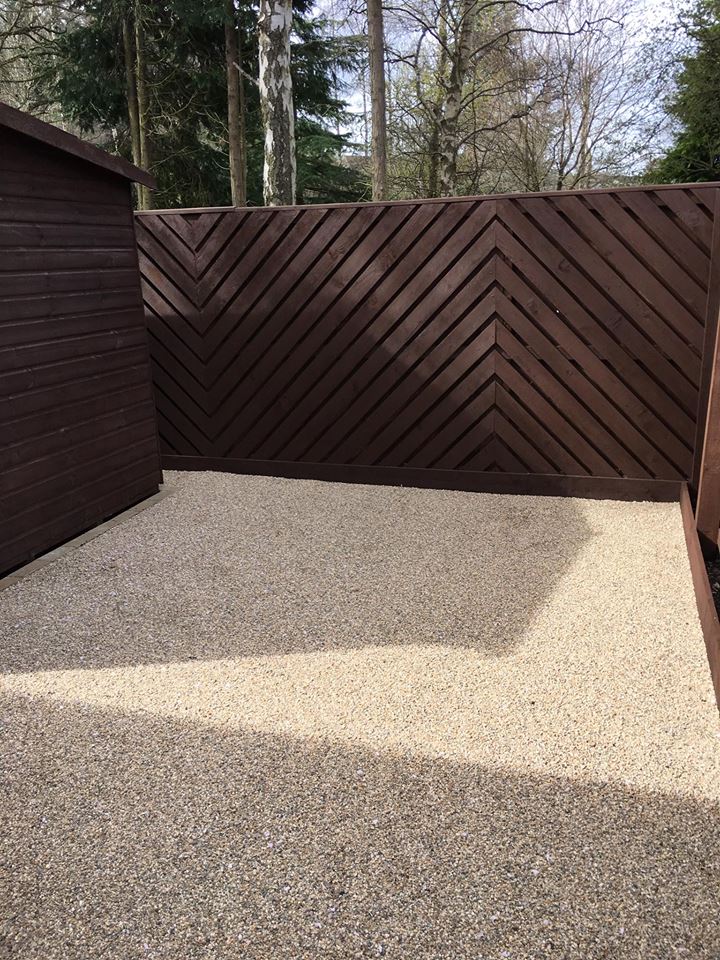 New paths, walkway at house in Peebles, Scotland