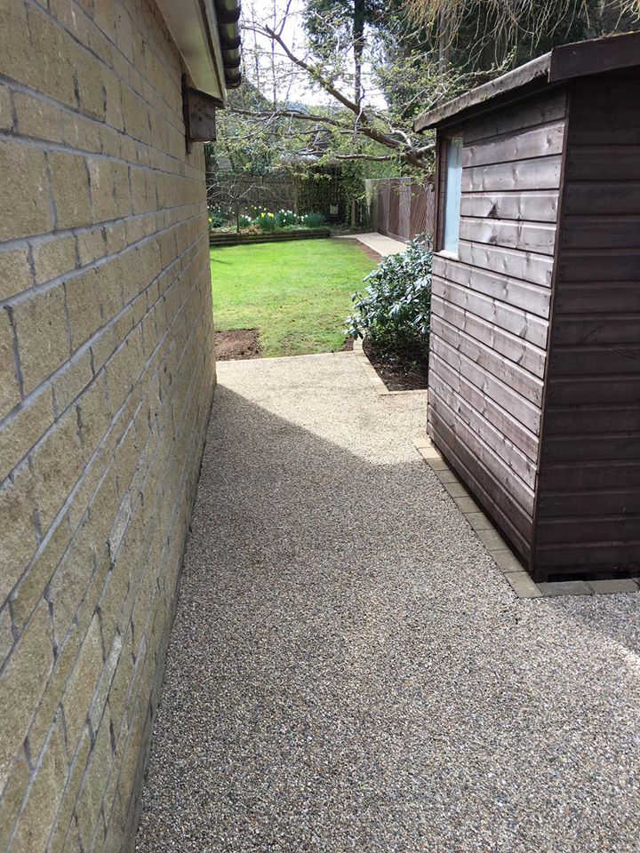 New paths, walkway at house in Peebles, Scotland