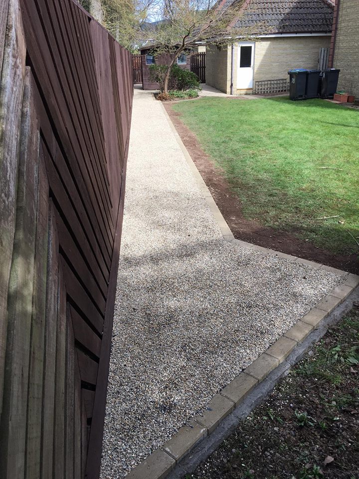 New paths, walkway at house in Peebles, Scotland