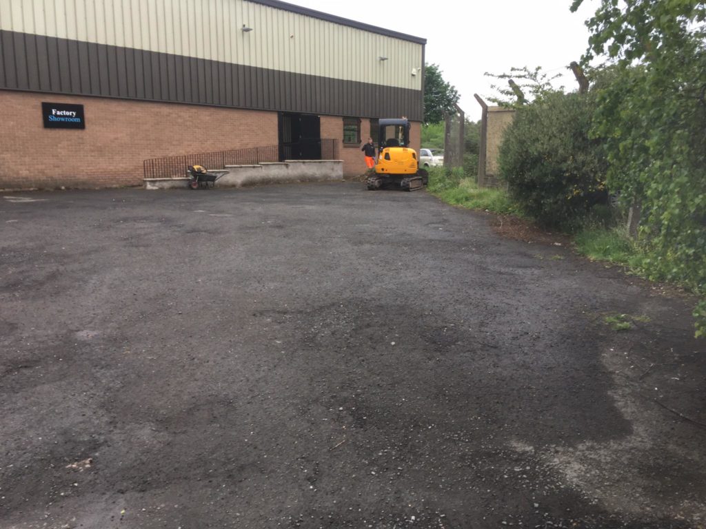 Before: New carpark and loading area Grove bedding, Newbridge, Edinburgh