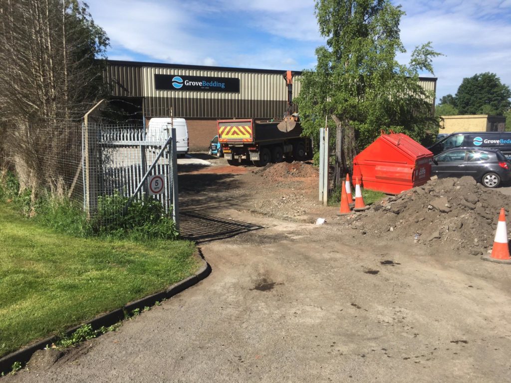 Before: New carpark and loading area Grove bedding, Newbridge, Edinburgh