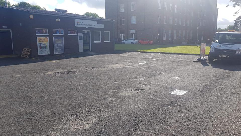 Dulux Galashiels - New Tarmac Car Park Construction BEFORE