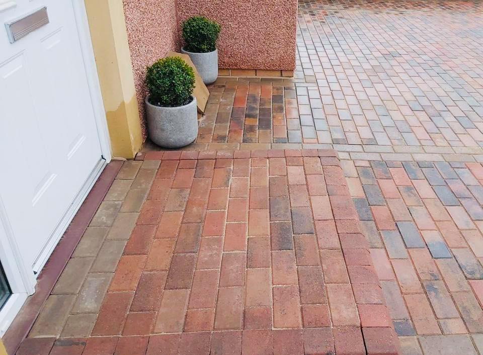 Mono-block Paving Driveway, Border and Raised Front Door Step