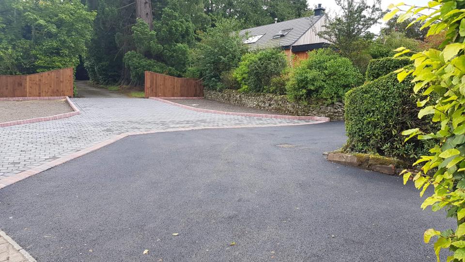 New Driveway, New Roadway with Paving Stones and Kerb Edging - Galashiels