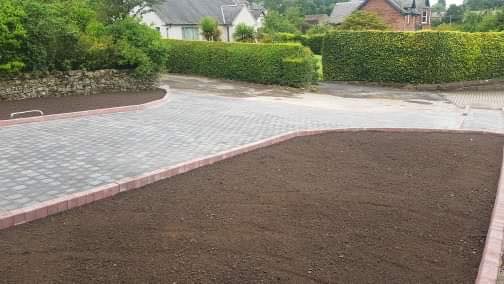 New Driveway, New Roadway with Paving Stones and Kerb Edging - Galashiels