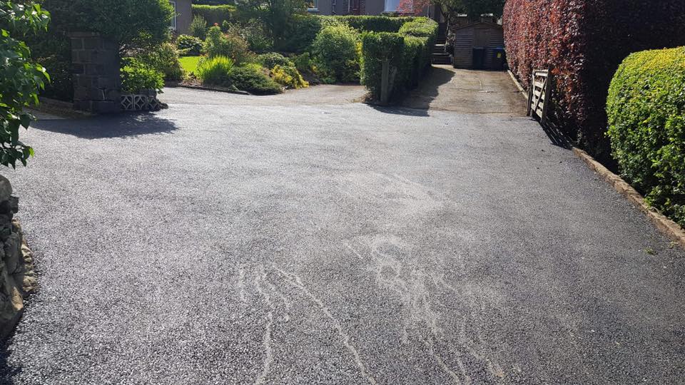 New Driveway, New Roadway with Paving Stones and Kerb Edging - Galashiels