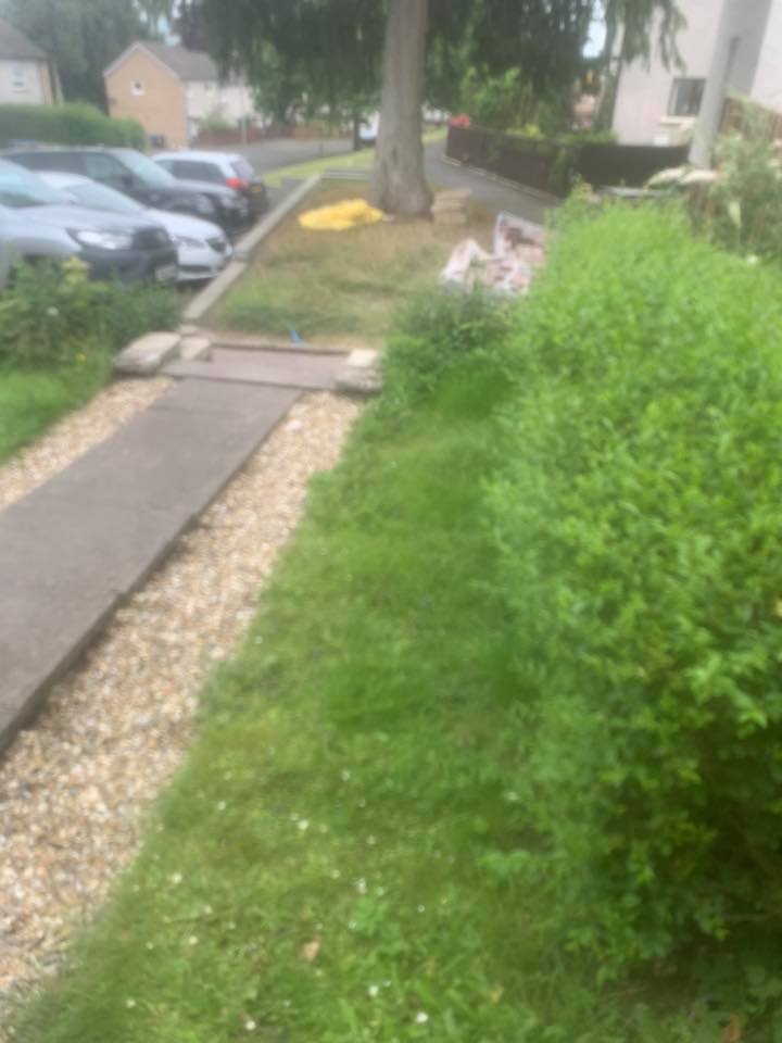 Before - Remove Garden, New Driveway, Retaining Wall, Door Steps, Edging Work & Drainage 