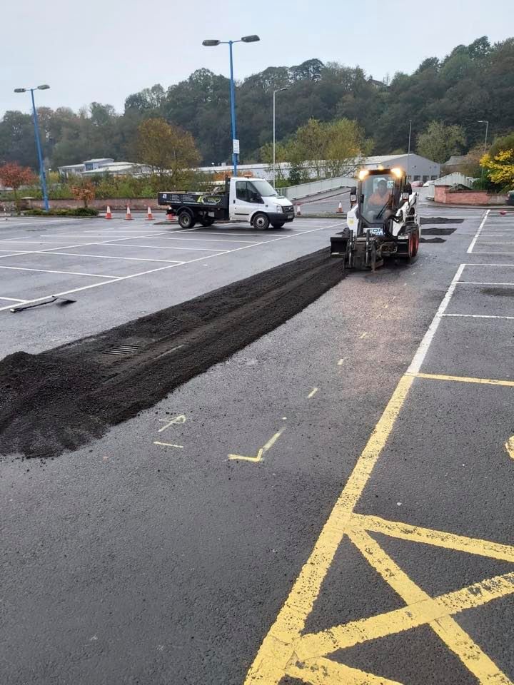 Tarmac Car Park Repairs - Matalan, Currys Galashiels