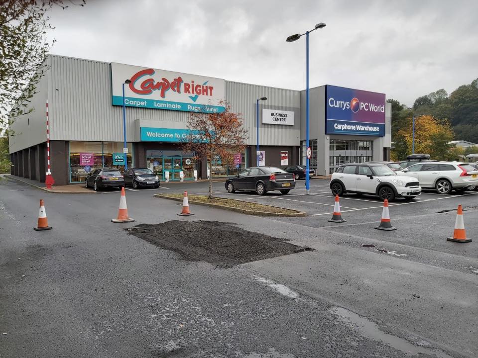 Tarmac Car Park Repairs - Matalan, Currys Galashiels