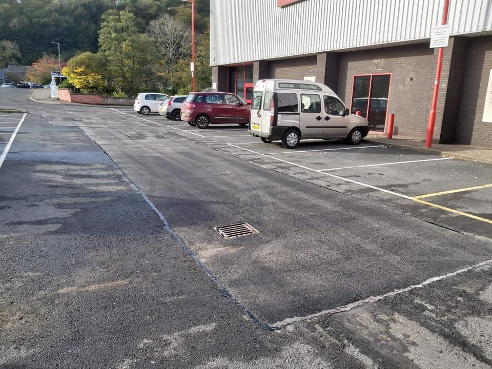 Tarmac Car Park Repairs - Matalan, Currys Galashiels