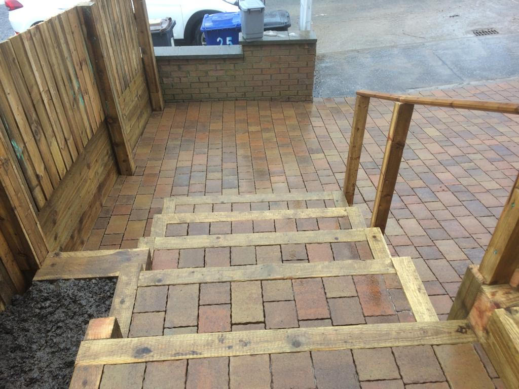 driveway with treated sleepers rainier wall and new lattice fence Gorebridge, Midlothian,Edinburgh 