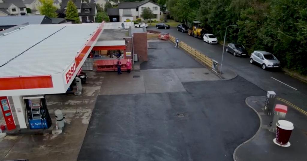 Road Surface Forecourt at Esso Garage, Peebles, Borders