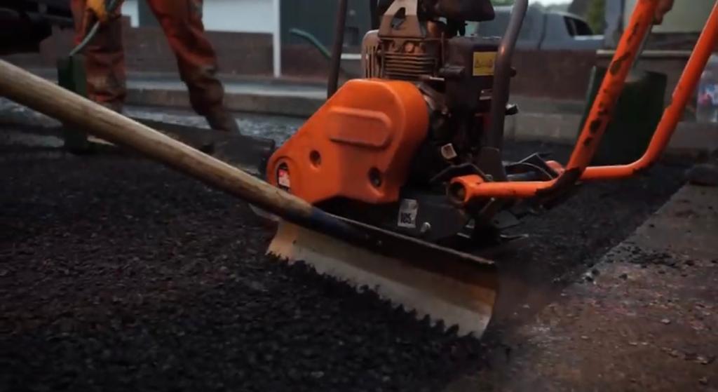 Road Surface Forecourt at Esso Garage, Peebles, Borders