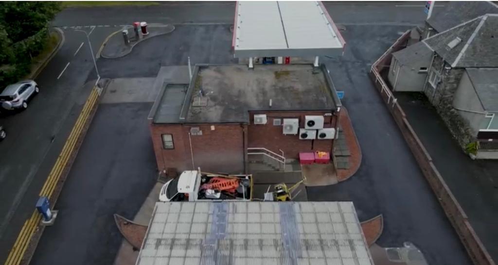 Road Surface Forecourt at Esso Garage, Peebles, Borders