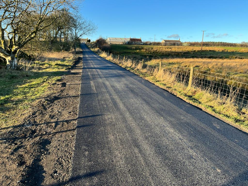 New Tarmac Farm Road Installation, West Linton