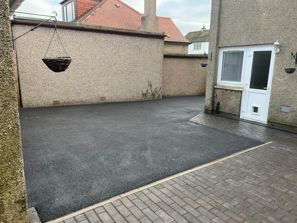 New Tarmac Driveway & Charcoal Block Paving Patio