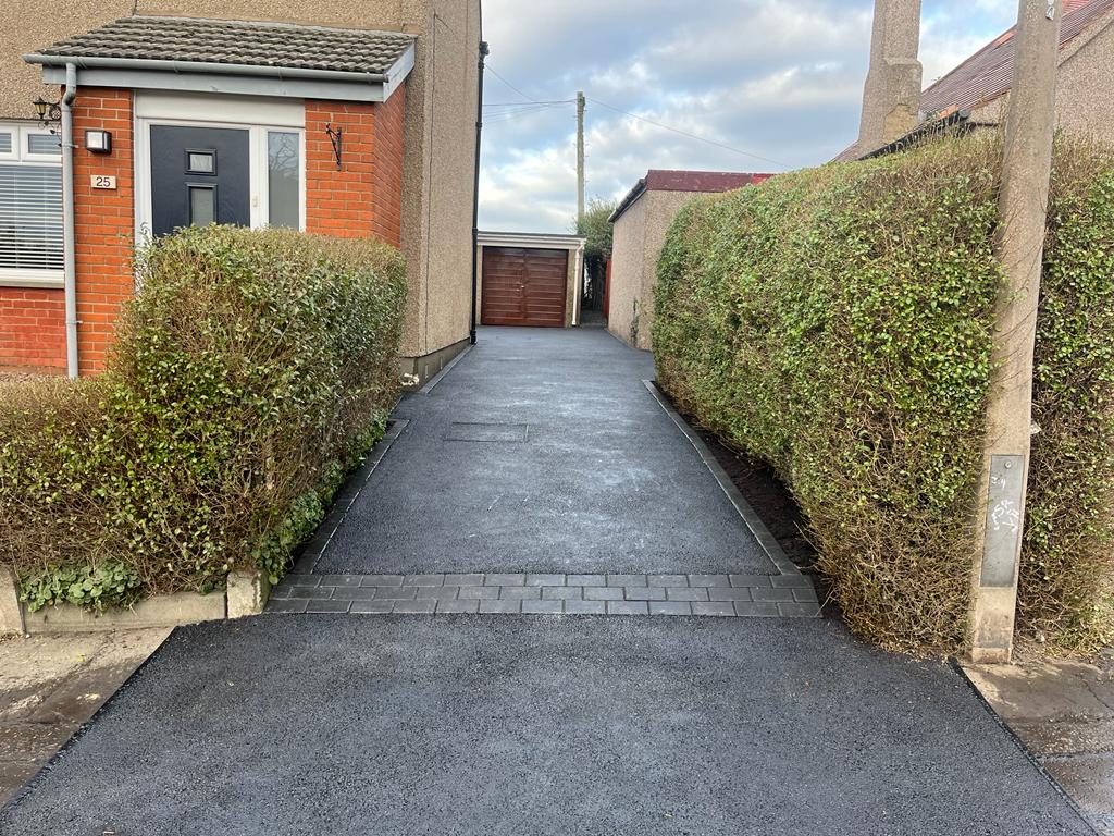 New Tarmac Driveway & Charcoal Block Paving Patio