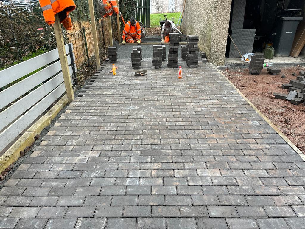 New Tarmac Driveway & Charcoal Block Paving Patio